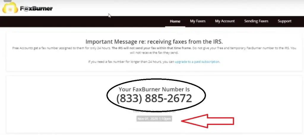 fax burner number