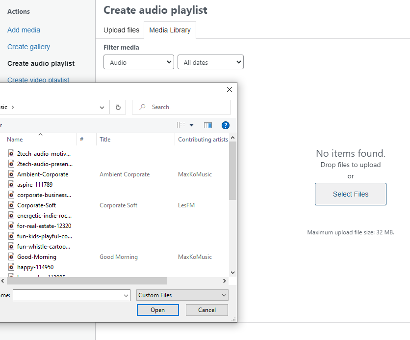 Create an Audio Playlist