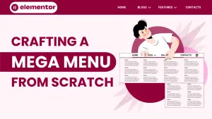 Designing a mega menu layout with various categories and subcategories for a website navigation.
