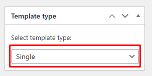 Template type and template type button in WordPress.